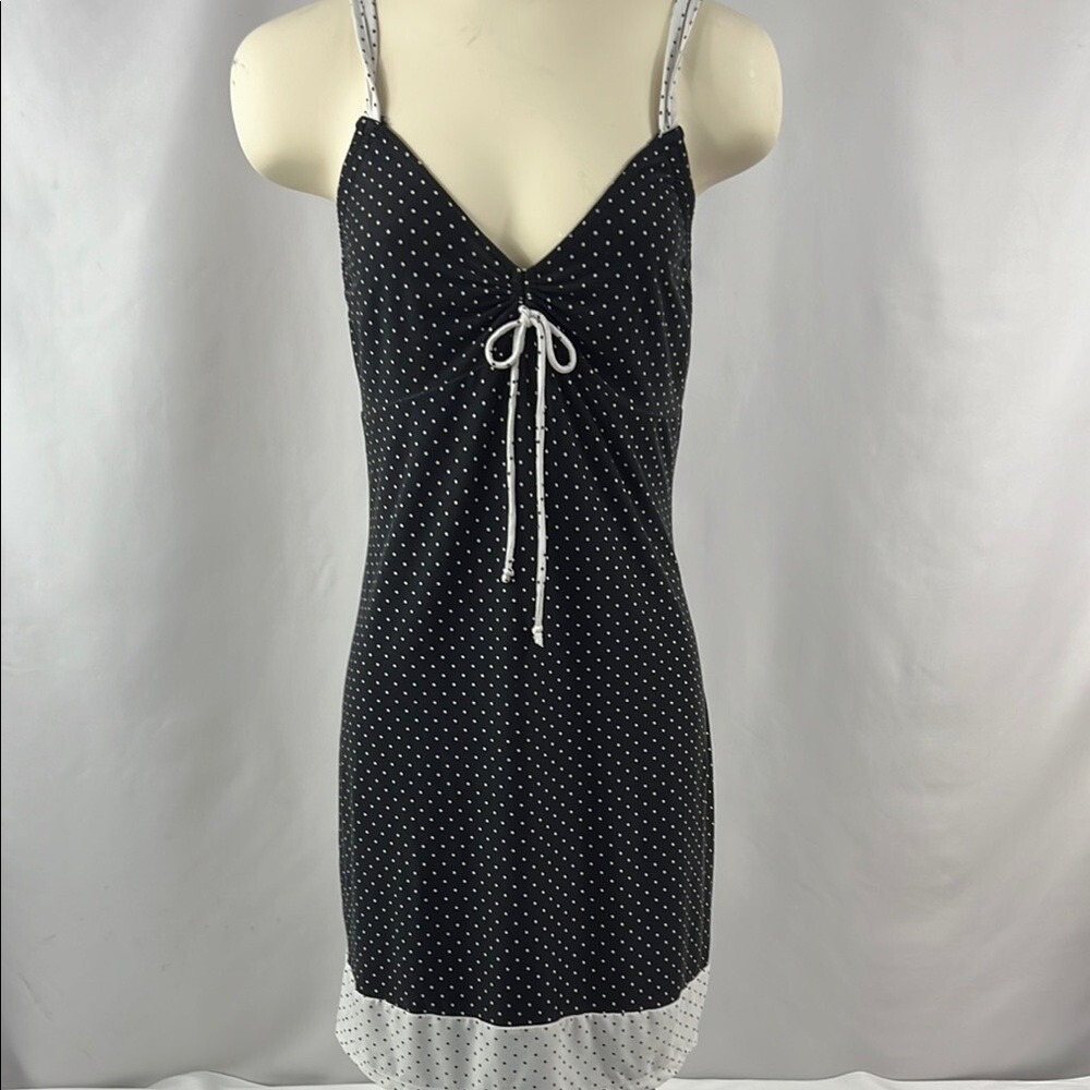 Gilligan &‎ O' Malley Comfy Babydoll Sleepwear Black & White Polka Dots Size M